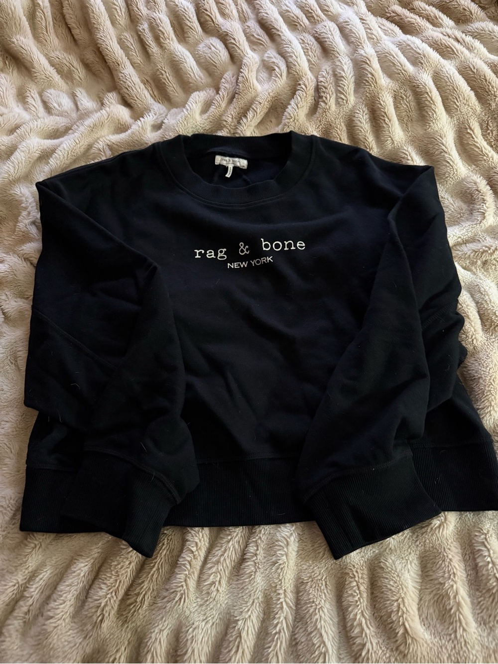 rag & bone Black Crewneck Sweatshirt with White Logo - Picture 2 of 3